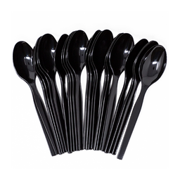 [CAF562] CUCHARA DESECHABLE COLOR NEGRO (25U)