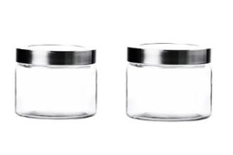 [HOG00110] SET DE FRASCOS DE VIDRIO CON TAPA CROMADA (900ML)