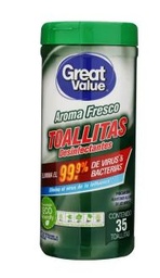 [LIM606] TOALLA DESINFECTANTE AROMA FRESCO GREAT VALUE (35U)
