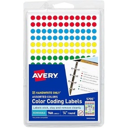 [OFI1593] ETIQUETAS AVERY 6720 REDONDAS 1/4"CX475 