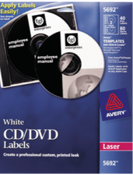 [OFI1804] ETIQUETA AVERY ADHESIVA CD/DVD,LASER,BLANCA,40 PZS
