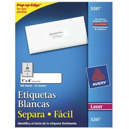 [OFI1970] ETIQUETA LASER J-5261  1"X 4" BLANCAS C/500