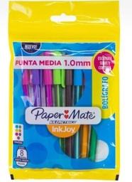 [OFI2105] BOLIGRAFO PAPER MATE KILOMETRICO 100 COLORES SURTIDOS (BLISTER 8)