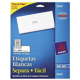 [OFI376] ETIQUETA  INKJET  1X2 5/8"  8160 AVERY C/750