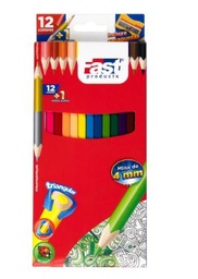 [OFI964] CRAYON DE MADERA TRIANGULAR LARGO FAST (12 COLORES) (18841)